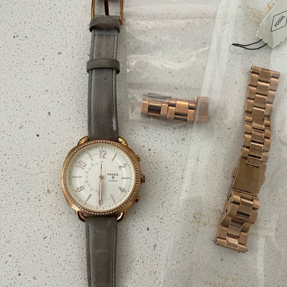 Fossil Women's Hybrid White Dial Rose Gold Stainless Steel Smartwatch